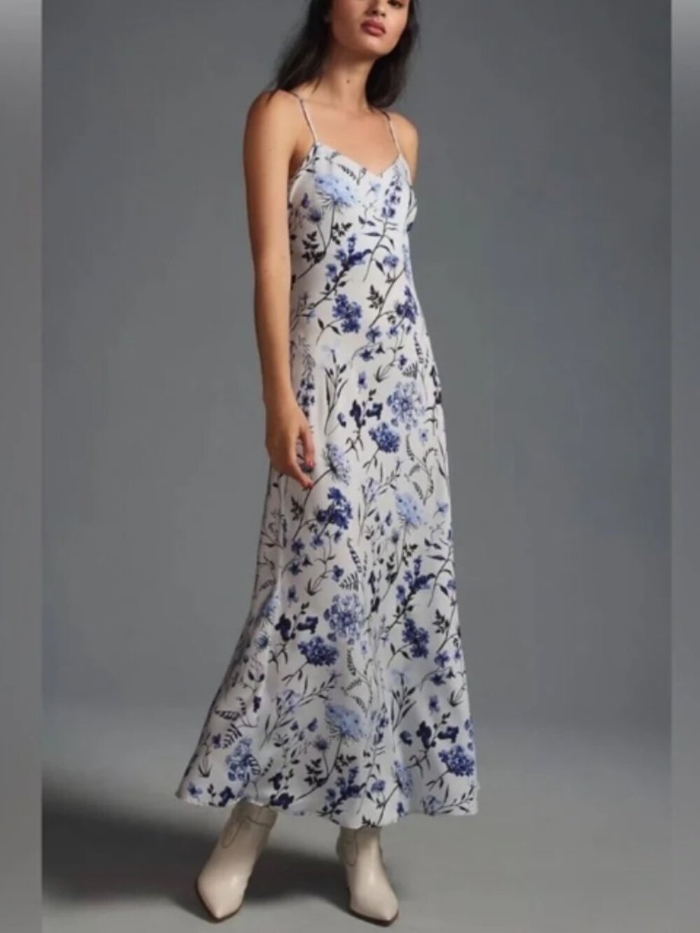 Favorite Daughter The Favorite Dress Floral Maxi Slip Blue White Size Small